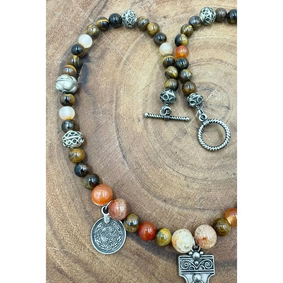 Tiger Eye, Fire Agate Necklace: Moroccan Southern Cross Pendant 03YS00864 - Picture 8 of 8